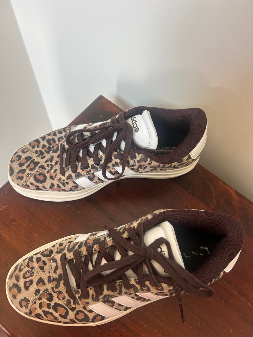adidas Leopard Print Platform Sneakers - Brown/White size 7 - Picture 2 of 4